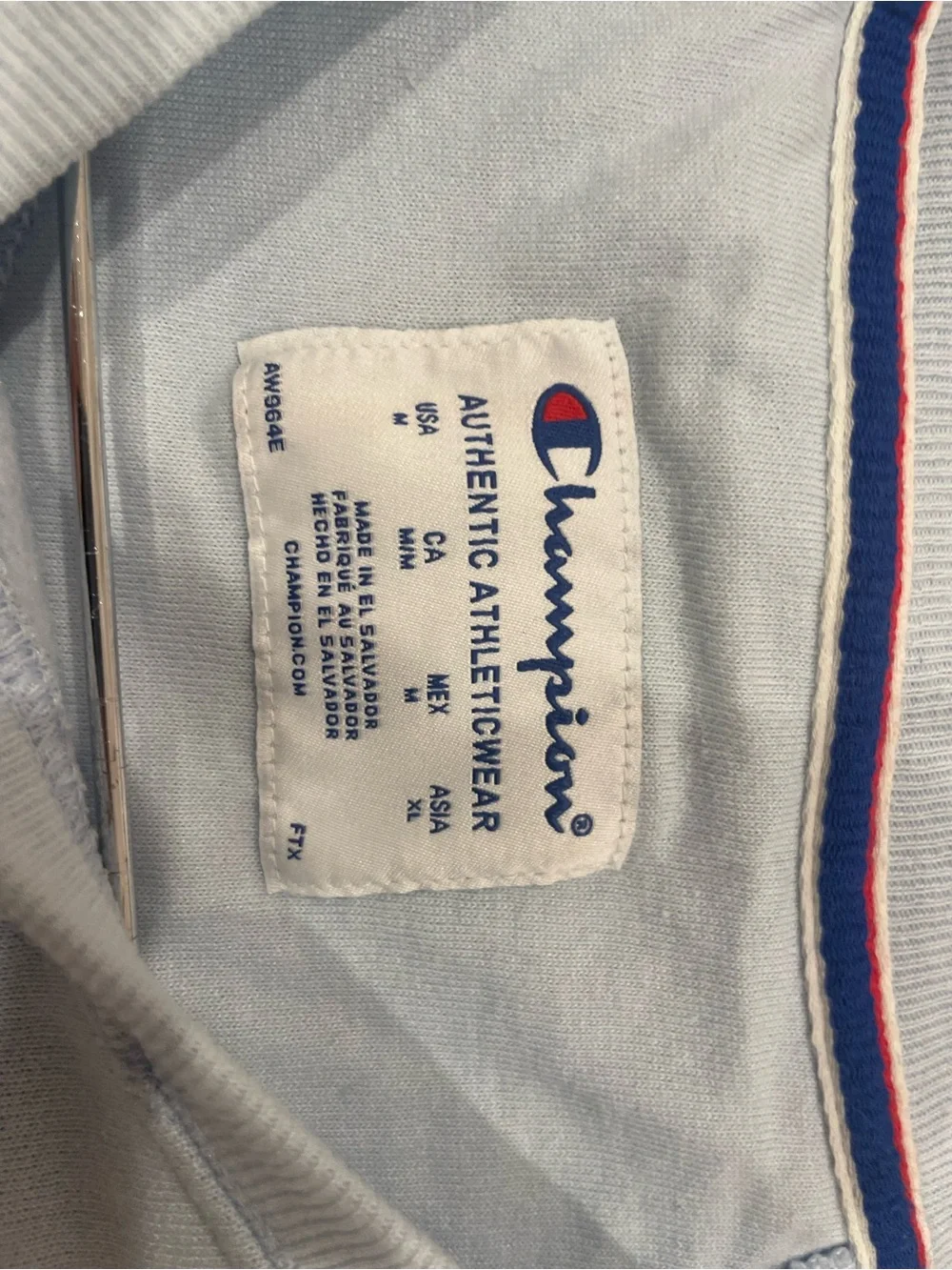 Champion Light Blue Crewneck Sweatshirt with Logo